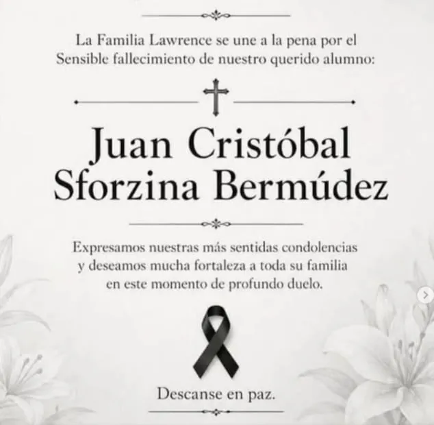 Pésame por la muerte de Juan Cristóbal Sforzina Bermúdez, hijo de la recordada animadora, actriz y comunicadora venezolana Josemith Bermúdez
