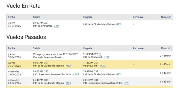 Sale avión de las Fuerzas Armadas desde la CDMX a Palenque en medio del caso Rocha Moya; ya viene de regreso