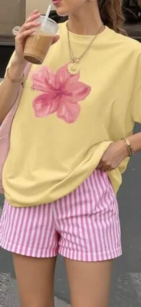 Look rosa y amarillo pastel. Foto: Shein