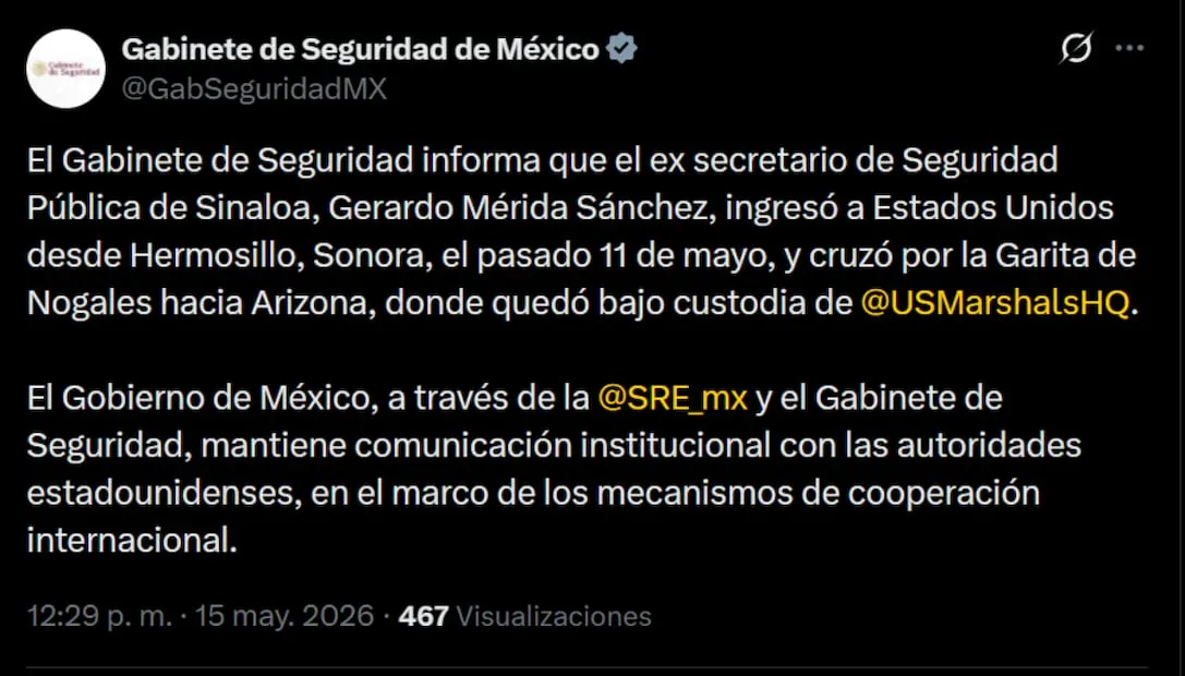 Publicación gabinete de Seguridad. Foto: captura de pantalla