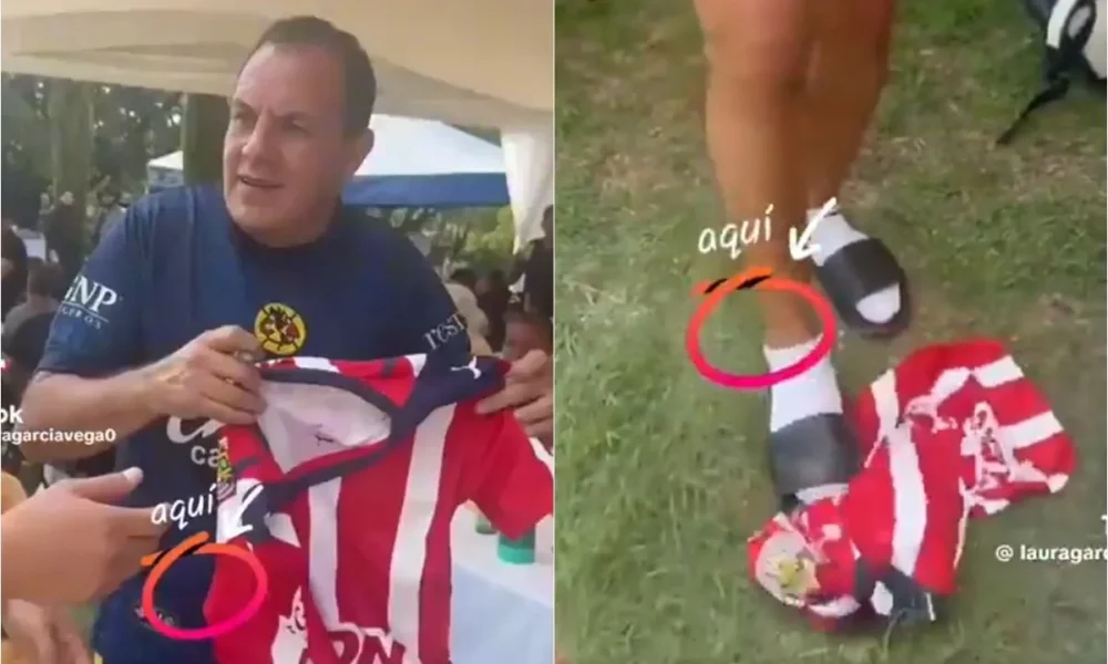 Cuauhtémoc Blanco firma playera de Chivas y luego la patea