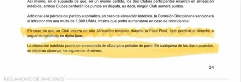 El reglamento contempla eliminación de la Liguilla por alineación indebida: América lo hizo ante Pumas en la Ida de Cuartos de Final