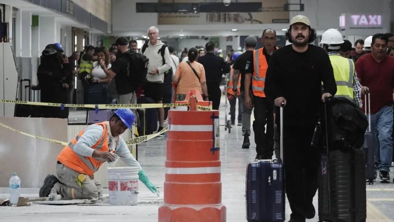 Entre polvo y grúas: el AICM acelera remodelación a horas de que Sheinbaum inaugure las obras