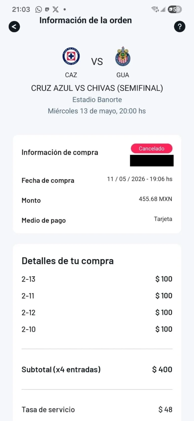 Ofrecen boletos del Cruz Azul vs Chivas a 113 pesos por error y después la plataforma cancela todas las órdenes desatando protestas de aficionados