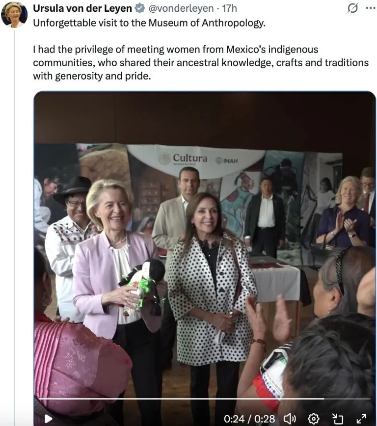 Representantes de la Unión Europea arriban a Palacio Nacional para participar en la cumbre bilateral con México