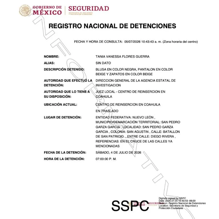 Detienen en Nuevo León a Tania Flores, exalcaldesa morenista de Múzquiz; es trasladada a Cereso en Coahuila