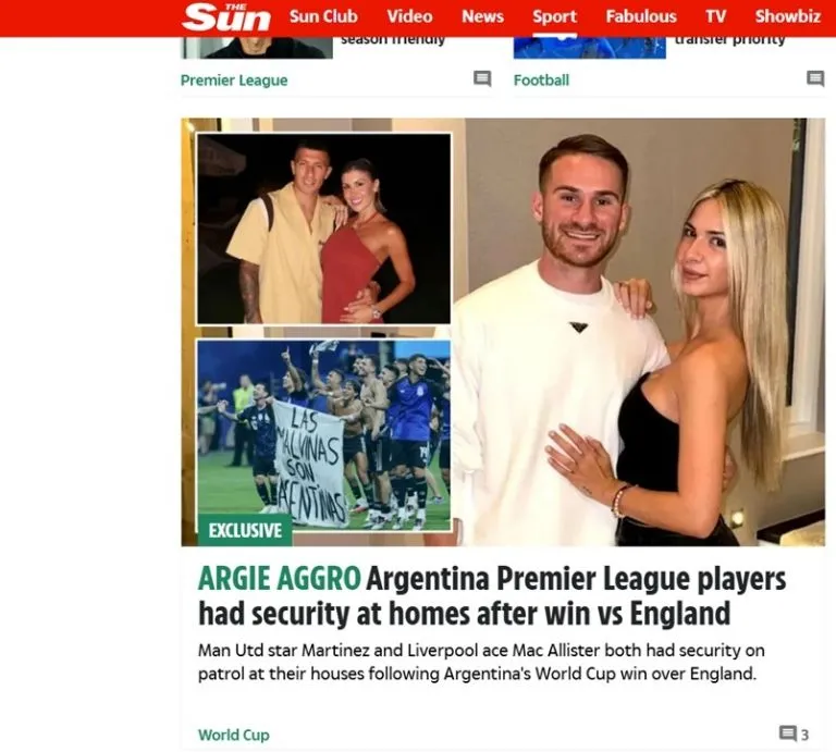 Futbolistas de la albiceleste contratan seguridad privada en sus casas de Inglaterra tras manta de "Las Malvinas son argentinas"