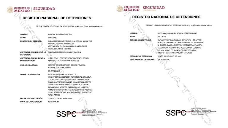 Identifican a los detenidos en Morelos: se trata de la esposa del alcalde asesinado de Temoac y el director de Seguridad