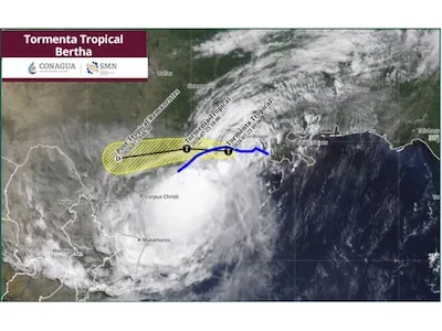 Lluvias torrenciales, vientos y rayos: Activan alerta para Coahuila, NL y Tamaulipas por ciclón ‘Bertha’