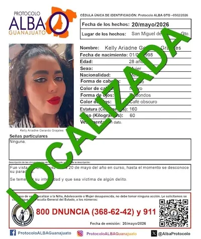Localizan con vida a Kelly Ariadne, nieta de Paquita la del Barrio, en Guanajuato