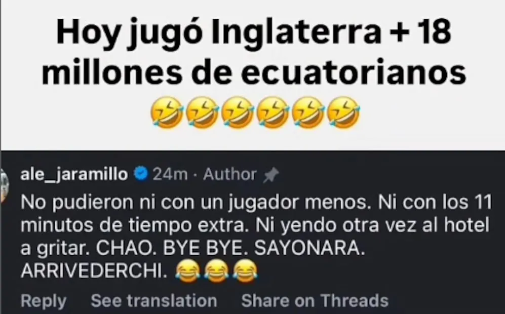 Alejandra Jaramillo se burló de México tras perder contra Inglaterra.