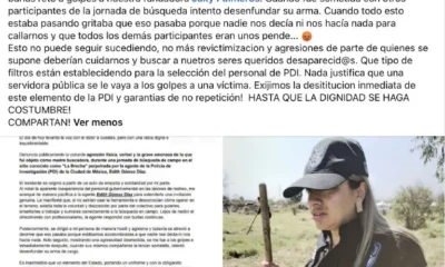 Buscadora de la CDMX acusa que agente de la Policía de Investigación la golpeó e intentó desenfundar su arma