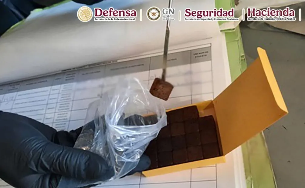 Las 240 gomitas tenían Delta-9-Tetrahidrocannabinol (THC), el principal compuesto del cannabis (01/08/2026). Foto: Tomada de X (@AduanasMx)