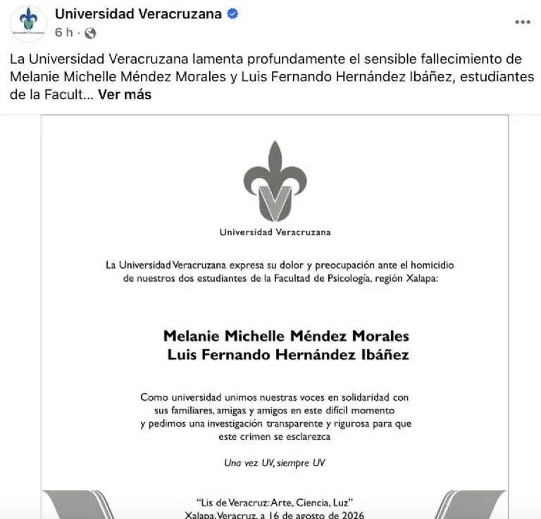 Exigen justicia por el asesinato de dos alumnos de Psicología de la Universidad Veracruzana en Xalapa