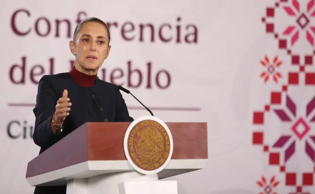 Presidenta Claudia Sheinbaum Pardo durante su conferencia de prensa desde Palacio Nacional este viernes 14 de agosto del 2026. Foto: Carlos Mejía / EL UNIVERSAL