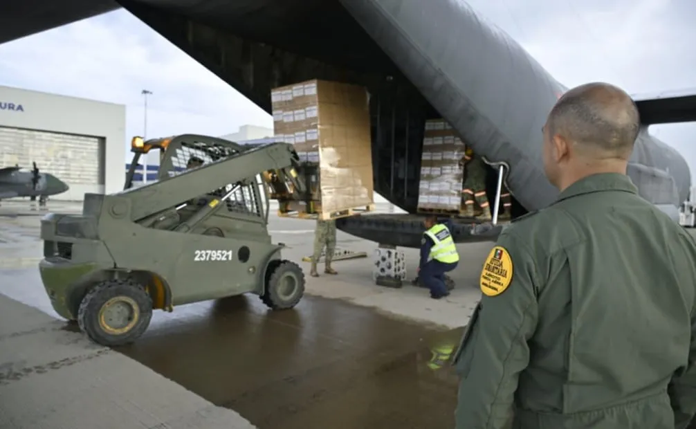 Ayuda humanitaria enviada desde México para Colombia, tras el sismo magnitud 7.4  ocurrido el pasado 10 de agosto. Foto: cortesía Secretaría de Relaciones Exteriores y Secretaría de la Defensa Nacional