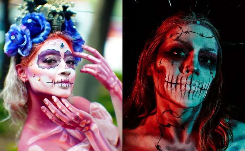 Las sombras oscuras y los detalles escalofriantes le dan vida al maquillaje de Halloween. Foto: Pexels