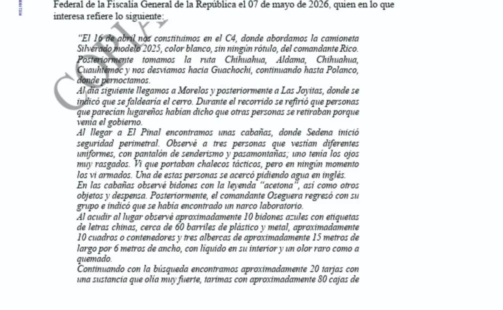 Bajo juramento, elementos que operaron en el rancho El Pinal confirmaron la participación de agentes extranjeros.