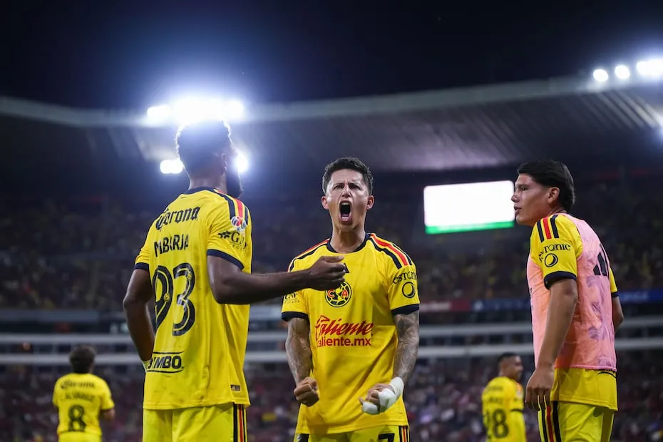 América en festejo de gol, durante la fase regular del torneo Apertura 2026 - Foto: Imago7