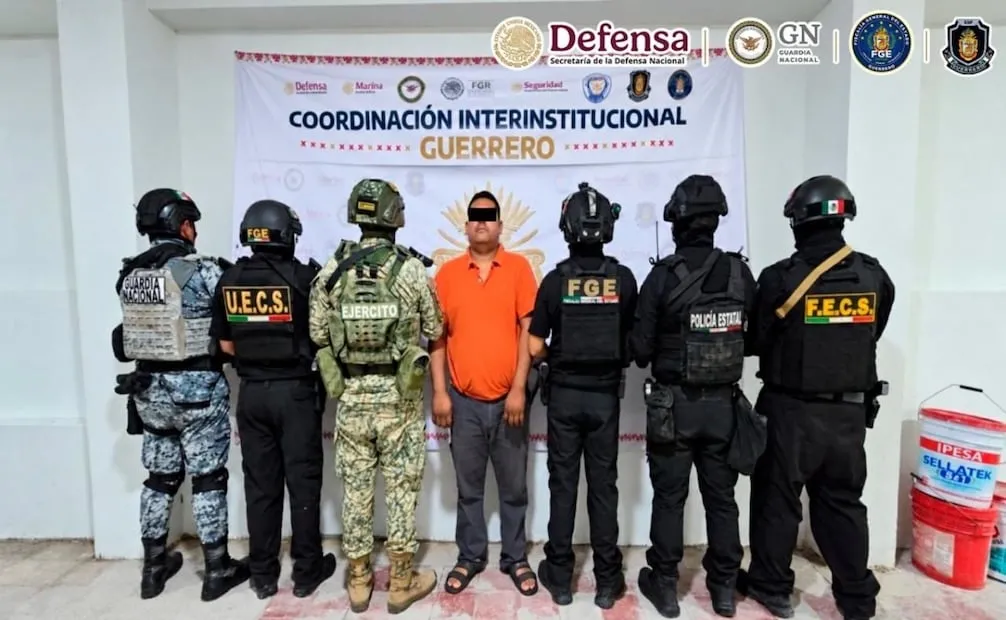 Detención en Guerrero de tres integrantes del grupo delictivo "Los Tlacos". Foto: cortesía Gabinete de Seguridad