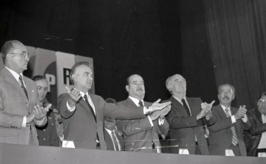 XIII Asamblea Nacional del PRI, con presencia de Miguel de la Madrid y los expresidentes Luis Echeverría y José López Portillo. Foto: Archivo/ EL UNIVERSAL