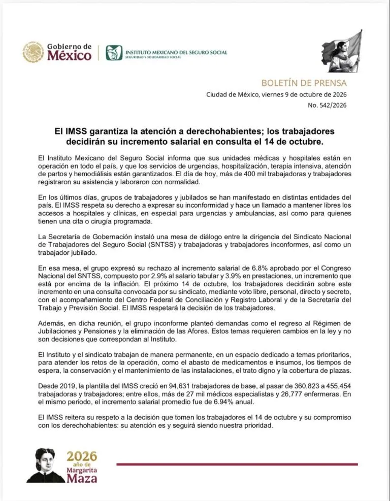 El IMSS desestima protestas de trabajadores: asegura que hospitales operan con normalidad