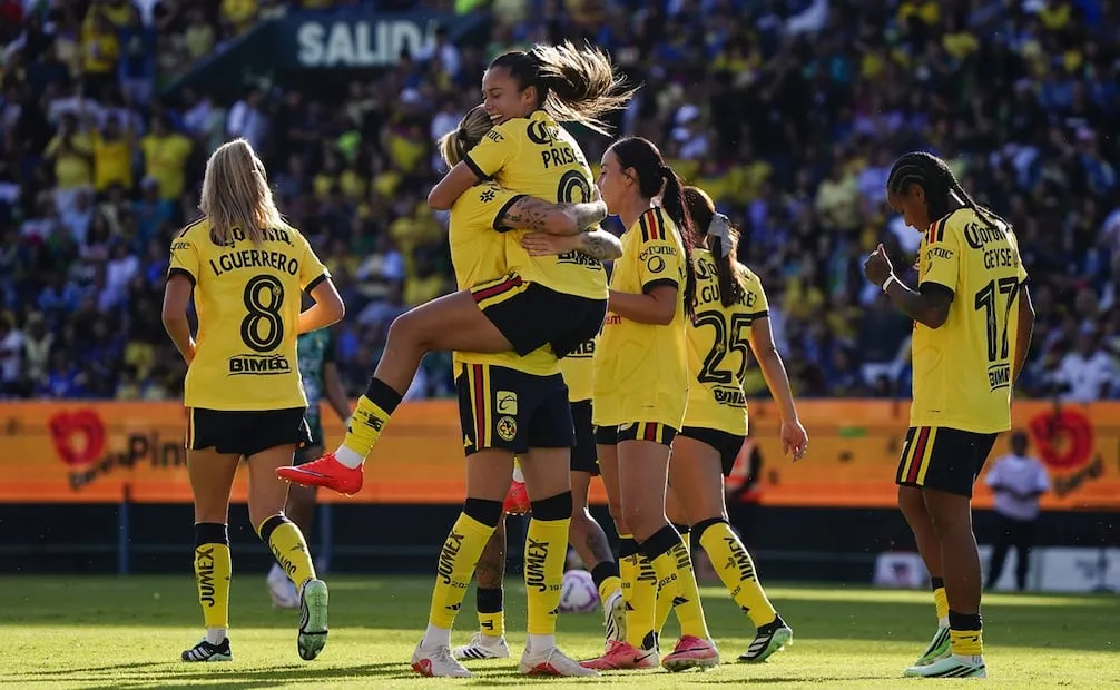América Femenil en festejo de gol, durante la fase regular del torneo Apertura 2026 - Foto: Imago7