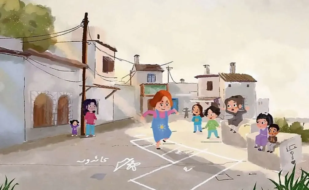 I Could Have Been Me, el corto animado de Lina Abdulkarim, se centra en
una niña que vive en EU y conoce a una pequeña desplazada de Gaza. Foto: LINA ABDULKARIM.