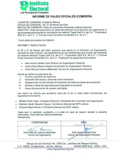 En 2024 el Instituto Electoral y de Participación Ciudadana de Jalisco hizo una visita de inspección a las empresas.