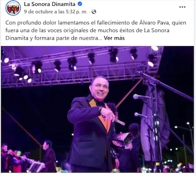 Muere Álvaro Pava, voz original de La Sonora Dinamita que cantaba ‘Mil horas’: ‘Hoy la cumbia llora’